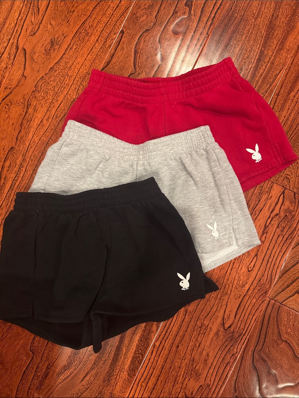 PLAYBOY 3-Pack Lounge Shorts — Red, Gray & Black